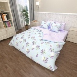 К-т 200*220 тмMTX Бязь голд (підк.200*220 прост.220*240,нав.50*70-2 шт) Квіти лаванда блакитна
