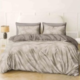 К-т 200*220 тмMTX Бязь голд (підк.200*220 прост.220*240,нав.50*70-2 шт) Листя сіро-бежеве