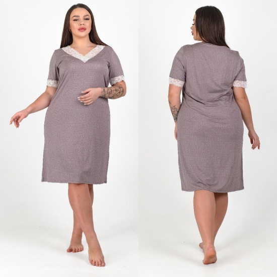 Сорочка жіноча ТМ NEL арт.1601-92 р. 54 (2XL)  (Мокко/Крапка біла) - 1