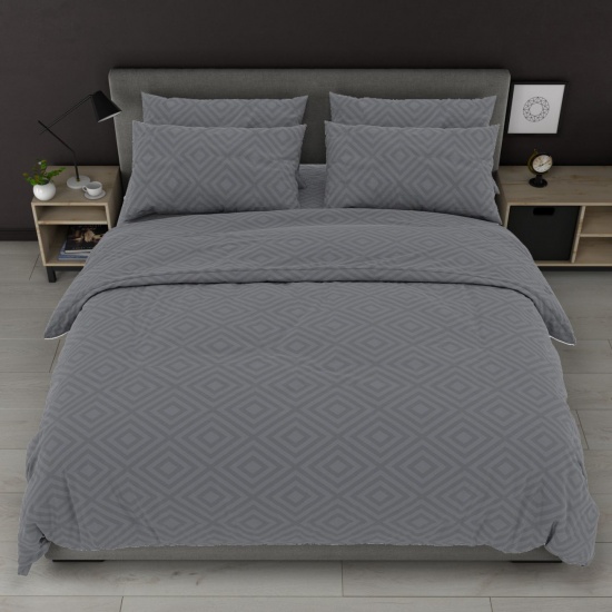 К-т 200*220 тмMTX Бязь голд (підк.200*220 прост.на рез.160*20*200,нав.50*70-2 шт) Абстр.ромби сір - 1