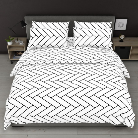 К-т 2,0 тмМТХ  Бязь голд (підк.215*175,прост.220*200, нав.50*70-2 шт) Абстракція паркет білий - 1
