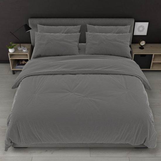 К-т 200*220 тмMTX Бязь голд (підк.200*220 прост.на рез.160*20*200,нав.50*70-2 шт) Смужка сіра - 1
