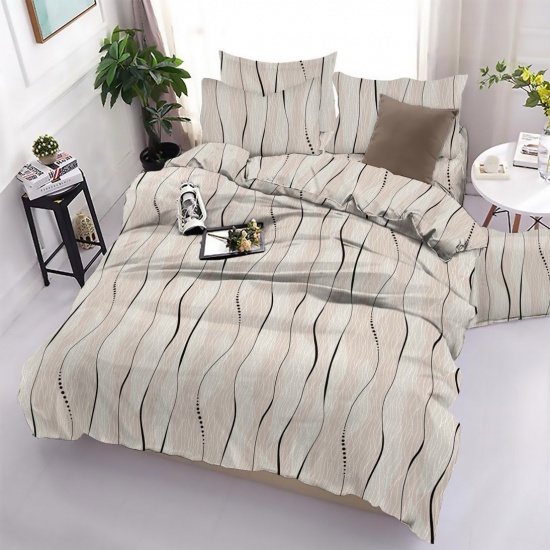 К-т 200*220 тмMTX Бязь голд (підк.200*220 прост.220*240,нав.50*70-2 шт) Абстракція хвилі бежеві - 1