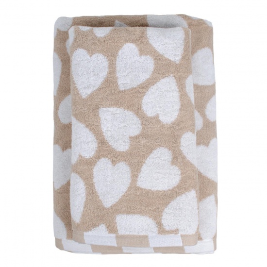 Рушник махровий жаккард 70х140 AMORE БЕЖЕВО-БІЛИЙ - 1